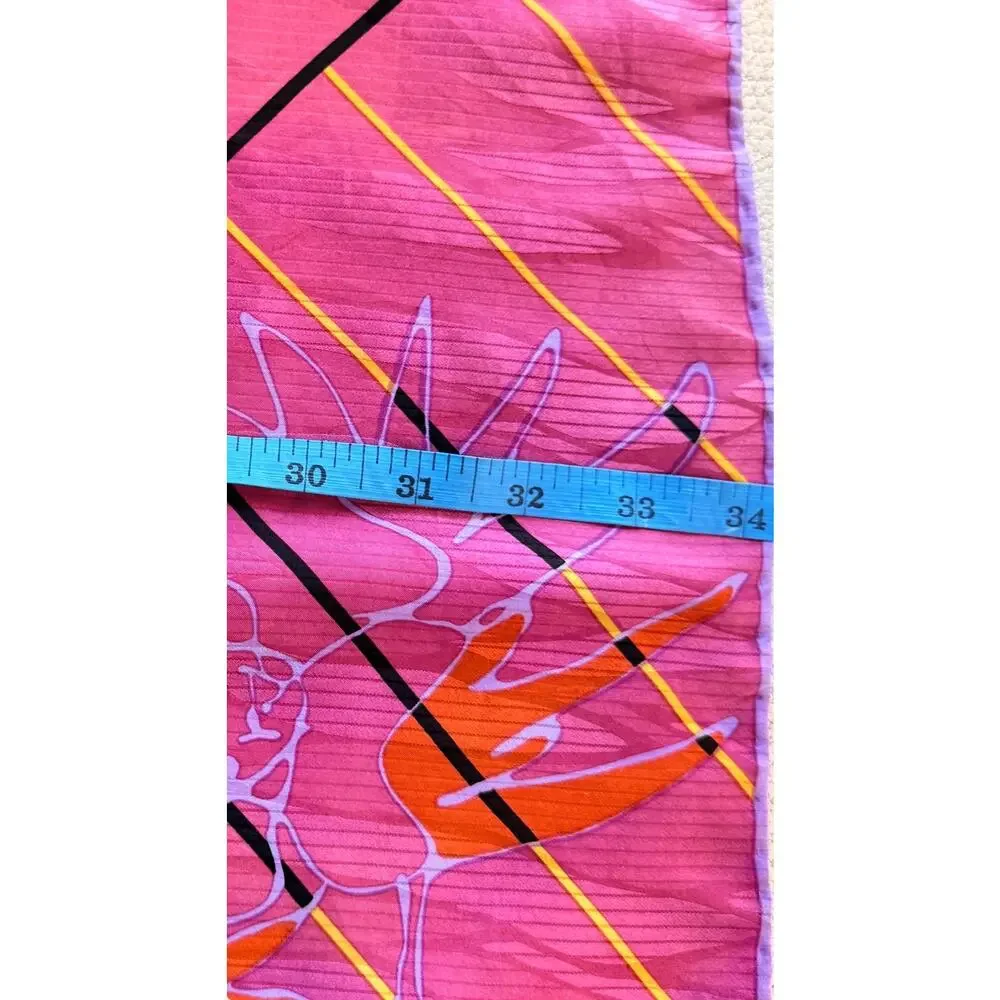 Vintage Casca for Magid 1980s Silk Scarf Abstract Floral Stripe 34x34